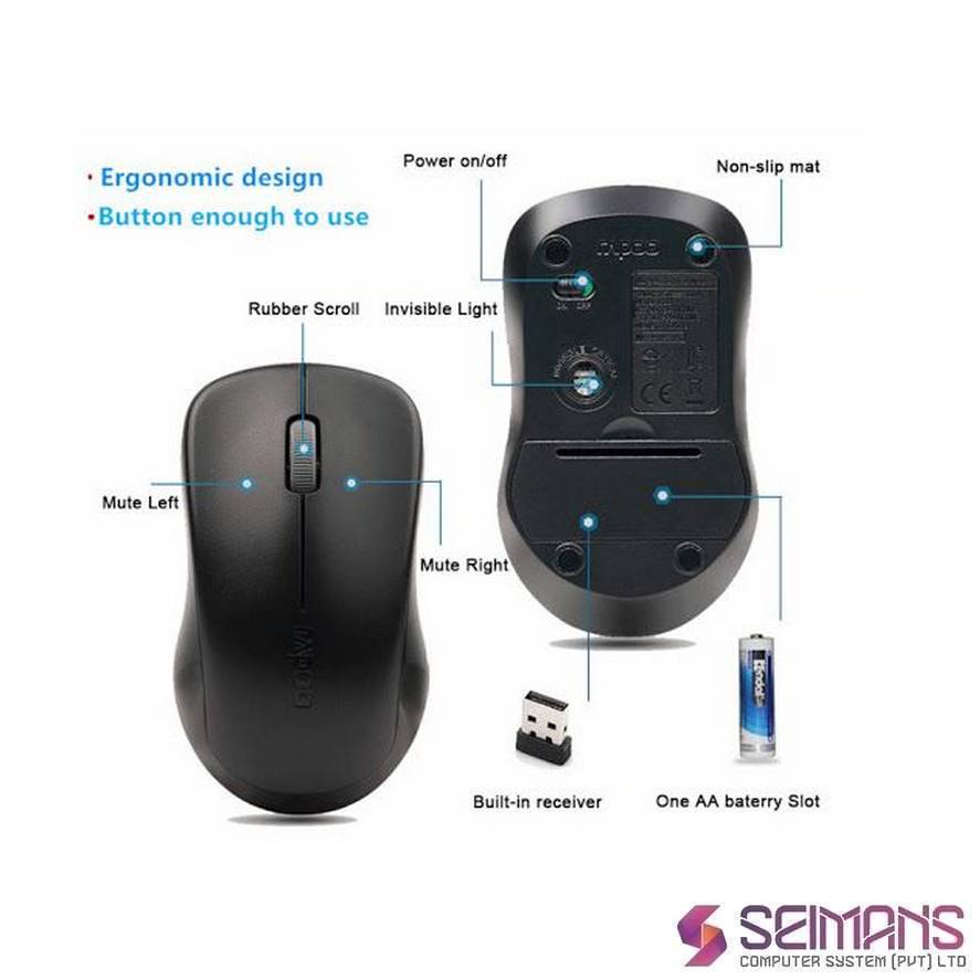 Rapoo 2.4GHz Wireless Optical Mouse | Seimans Computer Systems
